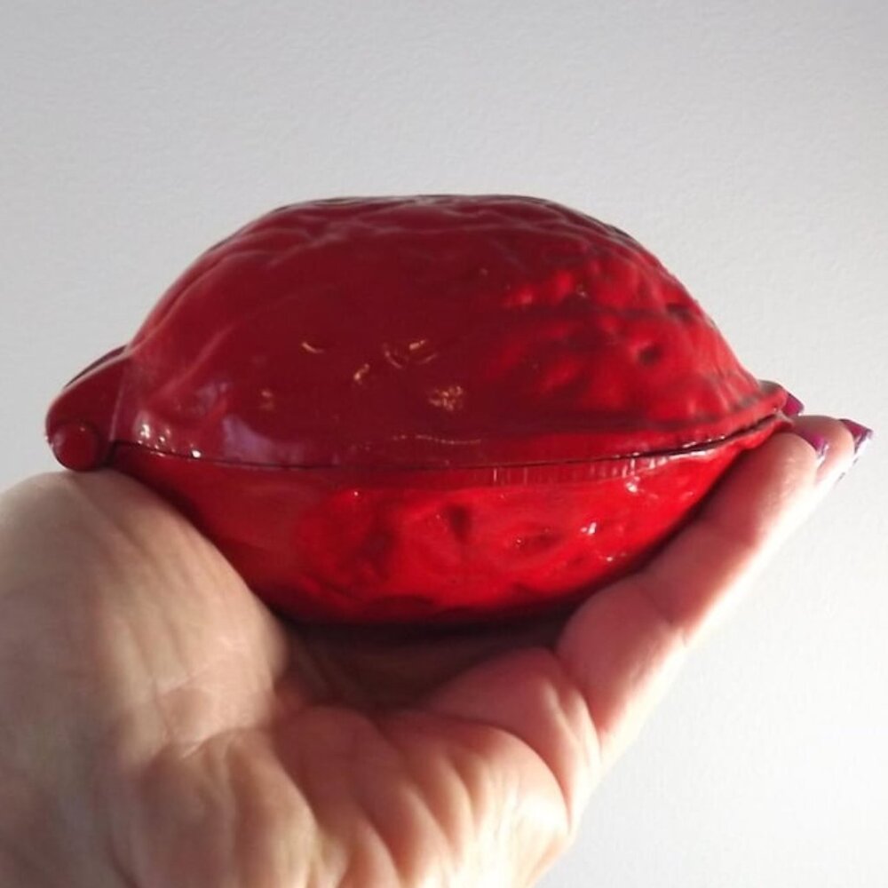 Vintage Distressed Red Cast Iron Nut Cracker